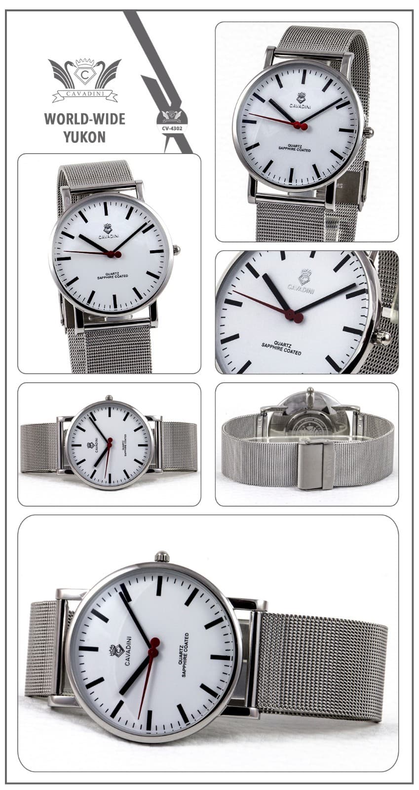 Cavadini Station Clock Milanese CV-4302